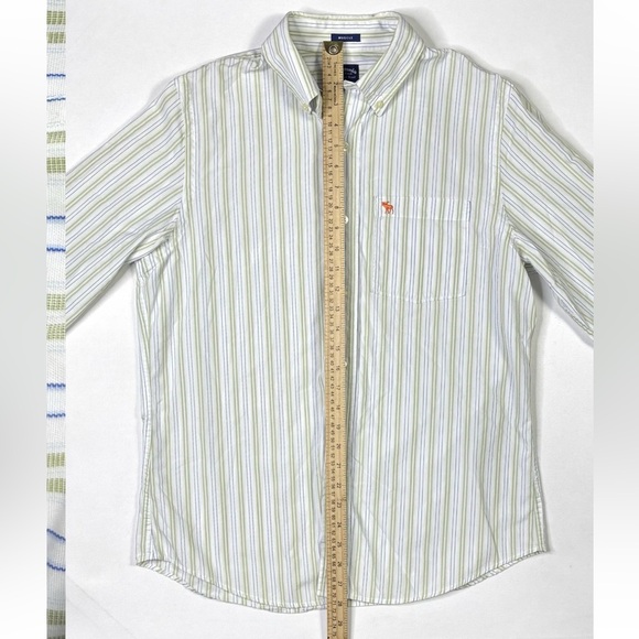 Abercrombie & Fitch Green and White Striped Shirt - Picture 5 of 11